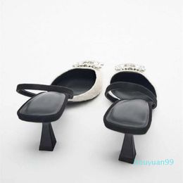 Sandals Women High Heels Stiletto Shoes Woman Rhinestone Slingback Pumps Sexy Dress Heeled Wedding Bride