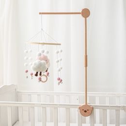 Rattles Mobiles Baby Wooden Bed Bell Bracket Cartoon Bear Crib Plastics Mobile Hanging Toy Holder Arm Decoration 230427