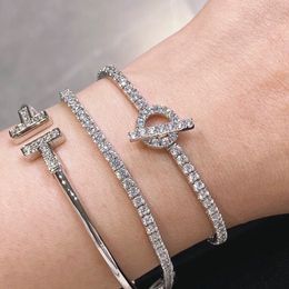 H Bracelet for woman designer couple 925 silver diamond T0P highest counter Advanced Materials brand designer crystal anniversary gift with box 038