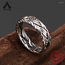 Cluster Rings 925 Sterling Silver Adjustable Ring Antique Unique Hand-woven Men Women Couple Vintage Twist Fashion Jewelry Gift