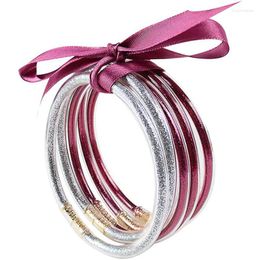 Bangle 5Pc/set Shiny Jelly Set Audlt Plastic With Glitter Boho Bracelet Party Lightweight Bangles Charm Jewellery Gift