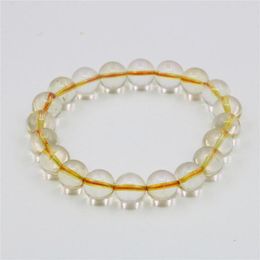 Strand 10mm Round Natural Yellow Crystal Jades Bracelet Jaspers Chalcedony Stone Women Girl Gifts DIY Hand Made Jewellery Making Design