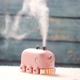 Humidifiers Mini Train Ultrasonic Air Humidifier 300ml Retro Web Celebrity USB Aroma Air Diffuser Office Home Essential Oil Diffuser Fogger 230427