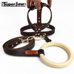 Sets Adjustable Pet Dog Leather Harness Leash Set For Small Medium Dogs French Bulldog Teddy Pug Yorkie Collar Dropshipping AML35