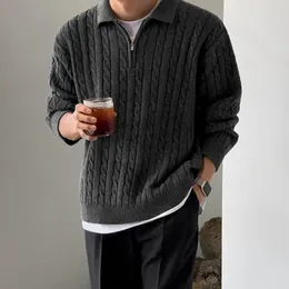 Men's Sweaters SYUHGFA Half High Neck Zipper Sweater Autumn Korean Loose Fashion 2023 Long Sleeve Male Pullover Casual Lapel