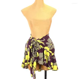 Stage Wear Sexy Latin Dance Skirt Adult Cha Rumba Samba Dancing Training Clothes Flower Print Hip Scarf Practise DNV18641