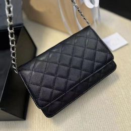 2024 Luxury Top Quality Designer Shoulder Bag Chain Strap Handbag Plaid Purses Double Letter Solid Buckle Sheepskin Caviar Pattern Womens