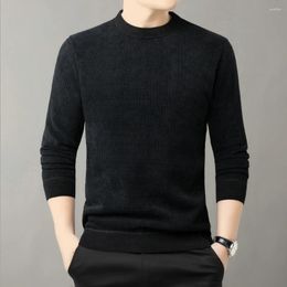 Men's Sweaters Men Black Grey Beige Pullover Winter Autumn Fleece Lining Thick Knitwear Round Collar Jersey Thermal Attire OOTD Look