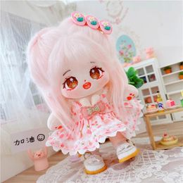 Dolls 20cm Cotton Doll Idol skeletonBeautiful Pink Skirts Customization Figure Plush Stuffed Toys Cute Baby Fans Collection Gifts 231124