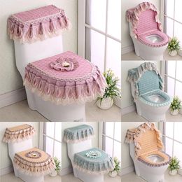 Covers 3 PCS Velvet Lace Toilet Seat Cover Set Toilets Home Bathroom Decoration Water Tank Cover+Toilet Cover Seat+Toilet Seat