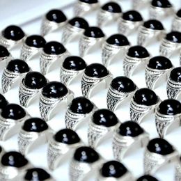 Cluster Rings 10Pcs Vintage Black Stone Child Kid Ring Children For Boys Girls Jewellery Bulks Lots LR4069