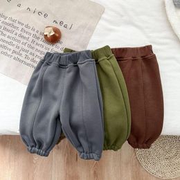 Trousers Autumn Winter Children Retro Fleece Warm Girl Baby Plus Velvet Thicken Casual Pants Boy Infant Pencil Kid Clothes