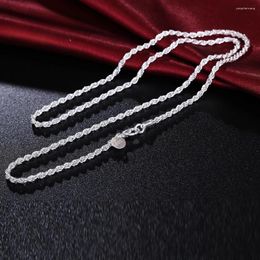 Chains 925 Sterling Silver Necklace Fashion Twisted Rope Twist Men And Women Jewelry Multi-Size 3MM16''18''20''22''24