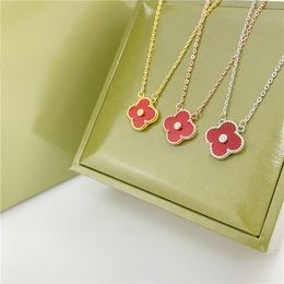 Popular all-match Jewellery flower designer 18K gold chain four leaf clover necklace girl pendant Highly Quality Luxury agate Diamond delicacy women pendant