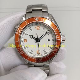 6 Color Mens Automatic Watch Men's 44mm Orange Ceramic Bezel White Dial 600m Stainless Steel Bracelet Transparent Back Cal. 8900 Movement Mechanical Watches