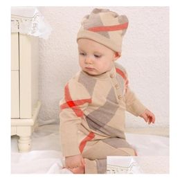 Rompers Infant Baby Winter Clothes Newborn Boy Girl Knitted Sweater Jumpsuit Hooded Kid Toddler Warm Outerwear And Hat Drop Delivery Dhy8Q