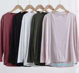 yoga T-shirt Autumn Winter Yoga Long sleeved Top Women's Thin Quick Dried Loose Top Versatile Simple Tank Top Slim Large Sports Set