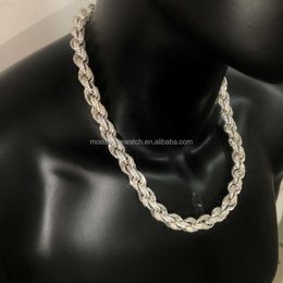 Twisted Moissanite Rope Chain S925 10k 14k 18k Solid Gold Hip Hop Men Jewellery Cuban Necklace Iced Out Vvs Diamond Rope Chain