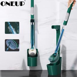 Brushes ONEUP Soft Silicone Toilet Brush Filling Detergent Cleaning Brush No Dead Angle Doublesided Brush Head Bathroom Accessories