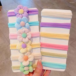 Hair Accessories 6Pcs Girl Elastic Towel Band Cute Flower Bow Knot Colorful Ties Ropes Scrunchy Ponytail Rubberbands Accesorios