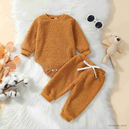 Clothing Sets Toddler Baby Winter Fall 2Pcs Pants Set Infant Long Sleeve Romper with Elastic Waist Pants Warm Children Tracksuits Outerwear R231215