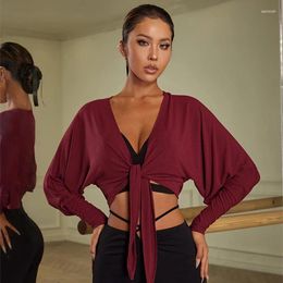 Stage Wear Latin Dance Clothes Women Warm-Up Cardigan Bat Sleeves Tops Loose Practise Clothing Adult Rumba DNV18949