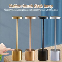 Table Lamps LED Lamp Aluminum Alloy USB Rechargeable Touch Dimmable Cordless Desk For El Bar Cafe Desktop Decor Night Light