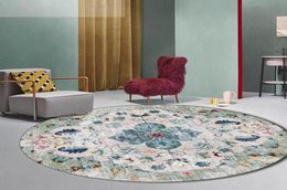 Carpets Retro Round Carpet For Living Room Big Ethnic Style Bedroom Area Rugs Computer Chair Anti Slip Rug Vintage Floral Floor Ma3877542