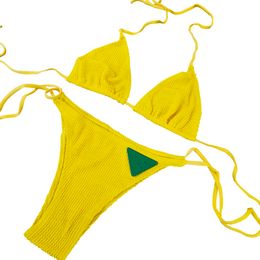 Women Sexy Bandage Biquinis Designer Three Point Bikinis Green Triangle Lace Up Bra Swimwear Summer Beach Party Swimsuit