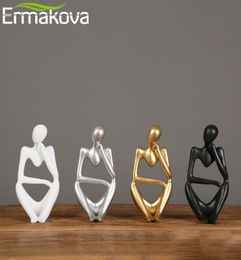 ERMAKOVA Thinker Statue Abstract Resin Sculpture Mini Art Decorative Desk Figurine Thinker Figures Office Bookshelf Home Decor 2202316736