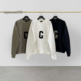 dhgate Essentialhoody Felpe con cappuccio da uomo Stagione 7 Nebbia Lettera G Pullover floccato con maglione di peluche High Street Girocollo ampio da uomo e da donna Alla moda