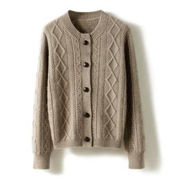 Cardigans twist flower cashmere knit cardigan woman autumn winter languid lazy and thick loose sweater every match sweater jacket