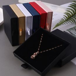 Jewellery Boxes 1Pc Thick Kraft Paper Drawer Box Greeting Card for Necklace Bracelet Ring Gift Display Case Packaging Cardboard 231127