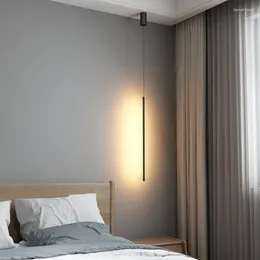 Pendant Lamps Post Modern Cylindrical Line LED Aluminum Lights Lighting Nordic Living Room Bedroom Bedside Indoor Decor