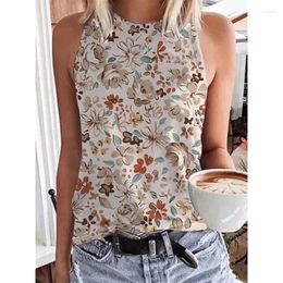 Women's Tanks Retro Floral Stripe 3D Print Tank Top Summer Women Streetwear Y2k Tops Oversized Vest Off Shoulder Sleeveless Woman Camisole