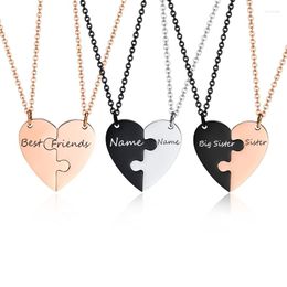 Pendant Necklaces Custom Engrave BFF Friendship For 2 Friends Gifts Couple Heart Love Forever Female Set