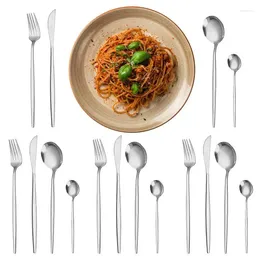 Dinnerware Sets Stainless Steel Tableware Portable Spoons And Forks Set Flatware Cutlery Reusable Home Kitchen Eating