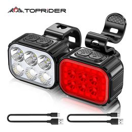 Bike Lights Bike Light Q6 LED Bicycle Front Rear lights USB Charge Headlight Cycling Taillight Bicycle Lantern Bike Accessories Lamps P230427