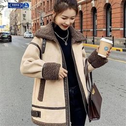 Leather Short Lamb Woollen Coat Women Fur 2022 Winter Women Jacket Coat New Korean Loose Fur Plus Velvet Jacket Thicken Motorcycle Suit