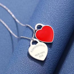 Chokers High quality 100 925 sterling silver fashion mini double heart necklace for women original brand Christmas Valentine s Day gift 231127