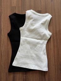 Womens Tops Tank Top T-Shirt Anagram Regular Cropped Cotton Jersey Camis Female Femme Knits Tees Designer Embroidery Knitted Vest Sport Breathable Yoga Vest Tops 252