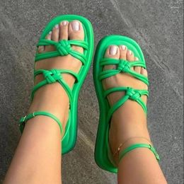 Sandals Platform Women Summer Shoes For 2023 Trend Open Toe Ankle Strap Beach Flat Heeled Sandalias De Mujer