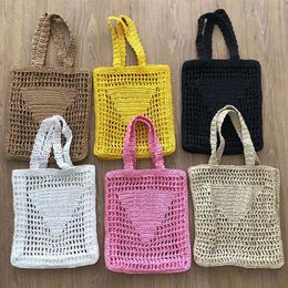 Top Fashion Mesh Hollow Woven Shopping Bags Straw Tote Bag Shoulder Bag 6Colors2932