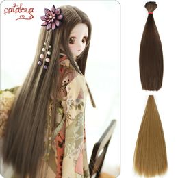 Doll Accessories Cataleya Long Straight High Temperature Fibre Brown 15100cm and 25100cm and 35100cm BJD SD Doll Wigs DIY Hair 230427