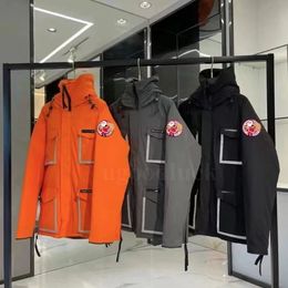 Designer homens ganso jaqueta ao ar livre parka com capuz quente impermeável casaco de comprimento médio mulheres casal inverno ganso jaqueta trabalho longo bolso zip manga roscada