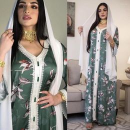 Ethnic Clothing Ramadan Women Floral Print Maxi Dress Muslim Abaya Turkey Kaftan Dubai Jalabiya Robe Islamic Abayas Bangladesh