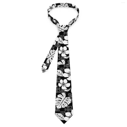 Bow Ties Tropical Floral Tie White Flower Print Novelty Casual Neck For Unisex Leisure Collar Custom DIY Necktie Accessories