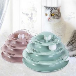 Toys Four Levels Pet Cat Toy Tower Kitten Intelligence Amusement Disc Cats Toys Ball Training Supplies For interactive Tracks Plate