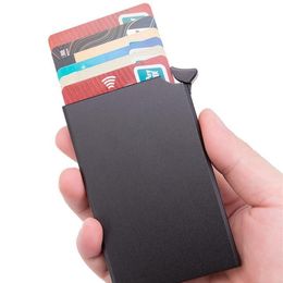 Wallets Bycobecy Rfid Smart Wallet Holder Metal Thin Slim Men Pass Secret Up Minimalist Small Black Purse281G