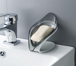 Creative transparent leafshaped soap dish bathroom toilet punch drain soaps rack leaf box32862155612